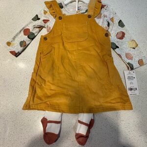 Carter's Mustard Corduroy Dress with Leaf Print Top